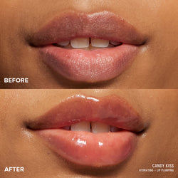 BEFORE AFTER Candy Kiss HYDRATING + LIP PLUMPING on lips comparison