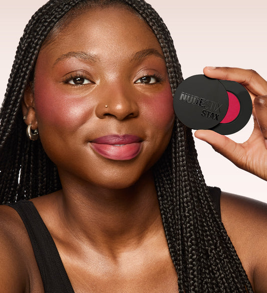 model holding new stax shade