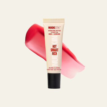 hydrating peptide lip butter Sugar Plum bottle with swatch