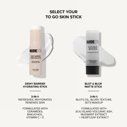 Dewy Barrier Hydrating Stick side by side with Blot & Blur Matte Stick