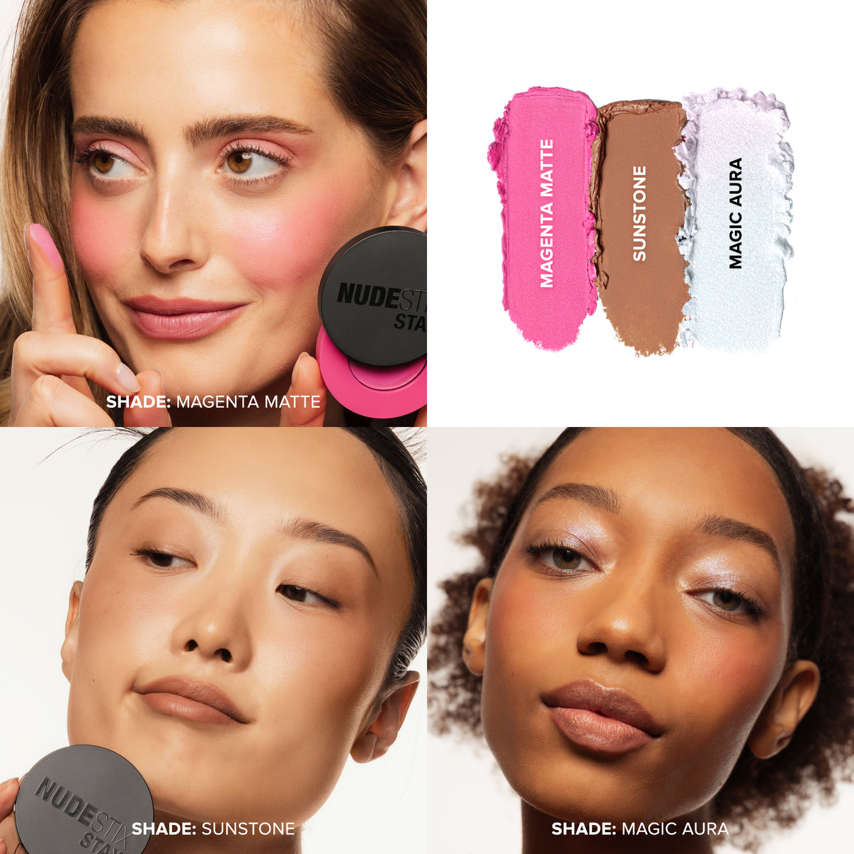 NUDESTIX SUNPINK GLOW - 3 PIECES STAX SET - MAGIC AURA, MAGENTA MATTE, SUNSTONE