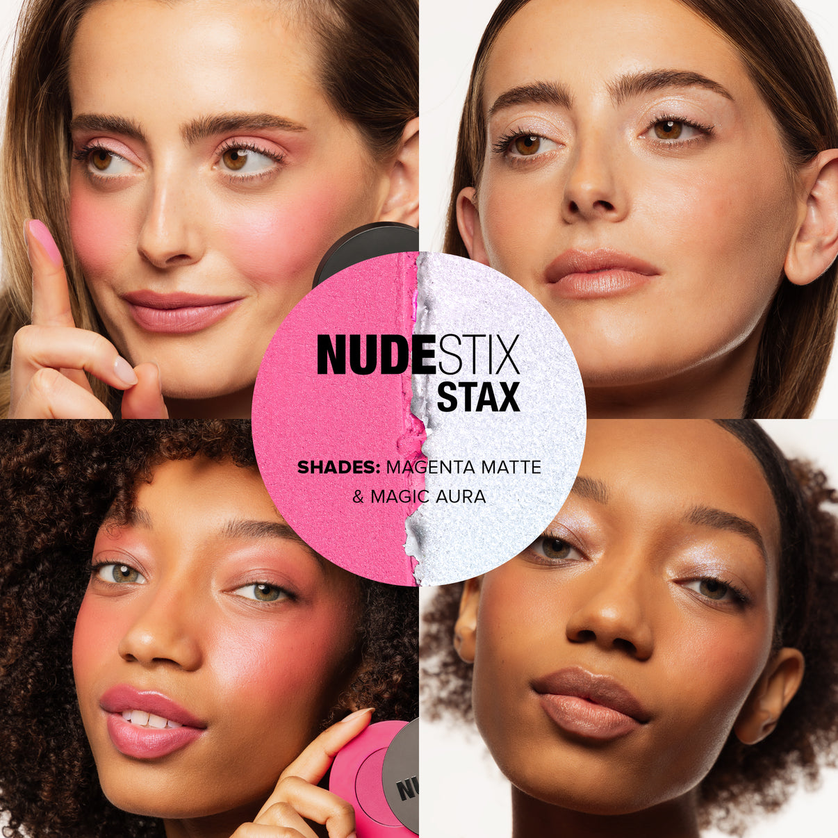 NUDESTIX PINK GLOW - 2 PIECES STAX SET - MAGIC AURA, MAGENTA MATTE